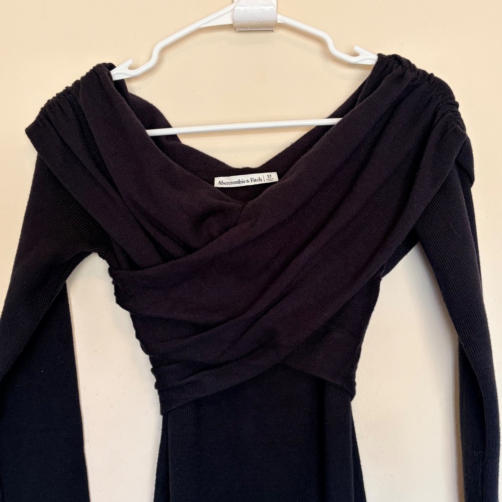 Abercrombie & Fitch Classic Black Long Sleeve Sweater Dress Women Small NWT Tall - Picture 2 of 7